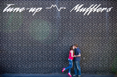 Modern urban engagement photography in Colorado