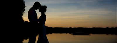 Sunset bride & groom silhouette at Fort Collins Country Club