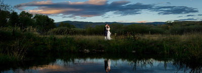 Couple at sunset at Steamboat Springs wedding