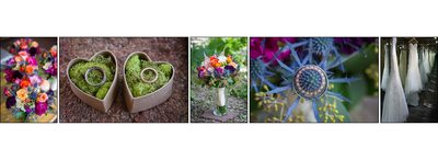 Ring, flower & dress details at Wild Basin Lodge wedding