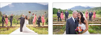 Bridal party at meadow ceremony site Wild Basin Lodge