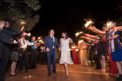 Sparkler exit at Villa Parker wedding reception