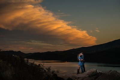 Sunset engagement photo in the Colorado foothills