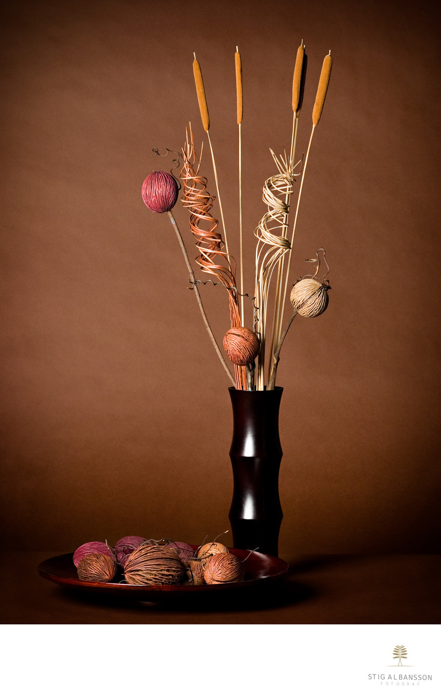 Produktfotografering av vas och växter i japansk stil