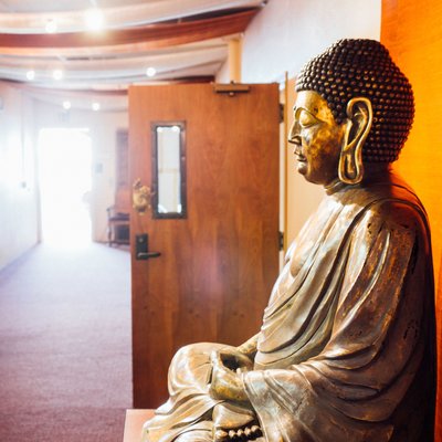 Profile of a Buddha Statue in bronze at Rudramandir. CA