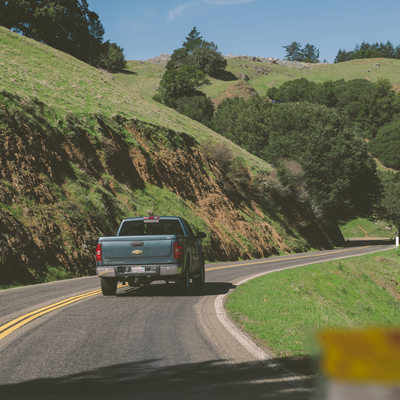 The road down from Mt. Tamalpais onwards to Novato