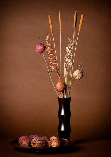 Produktfotografering av vas och växter i japansk stil