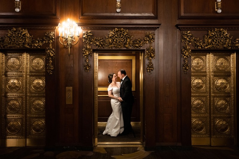 Omni Parker House elevator wedding photo