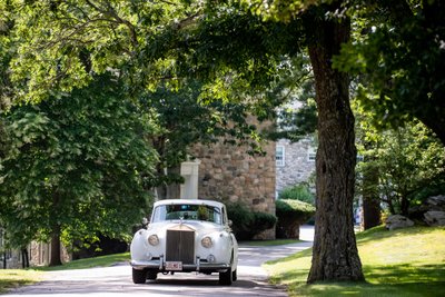 White Wedding Day Rolls Royce at the Connors Center