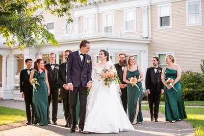 Candid wedding party photos at the Endicott Estate