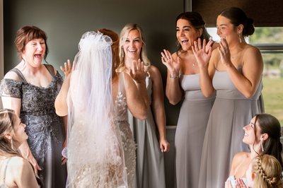 candid fun bridesmaid reveal