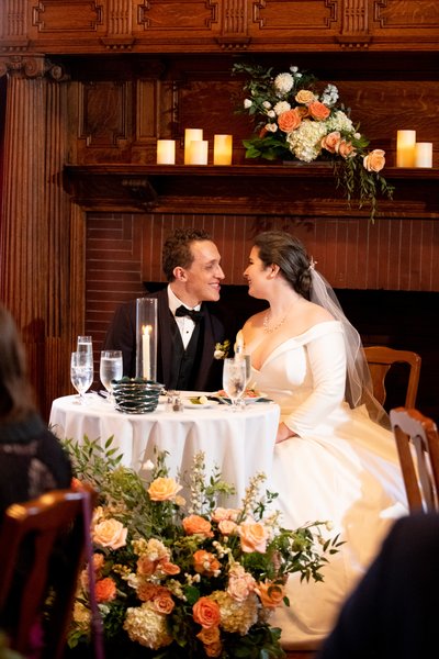 Ballroom wedding reception at the Endicott Estate