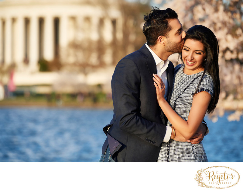 Cherry Blossom Engagement Session, Jefferson Memorial