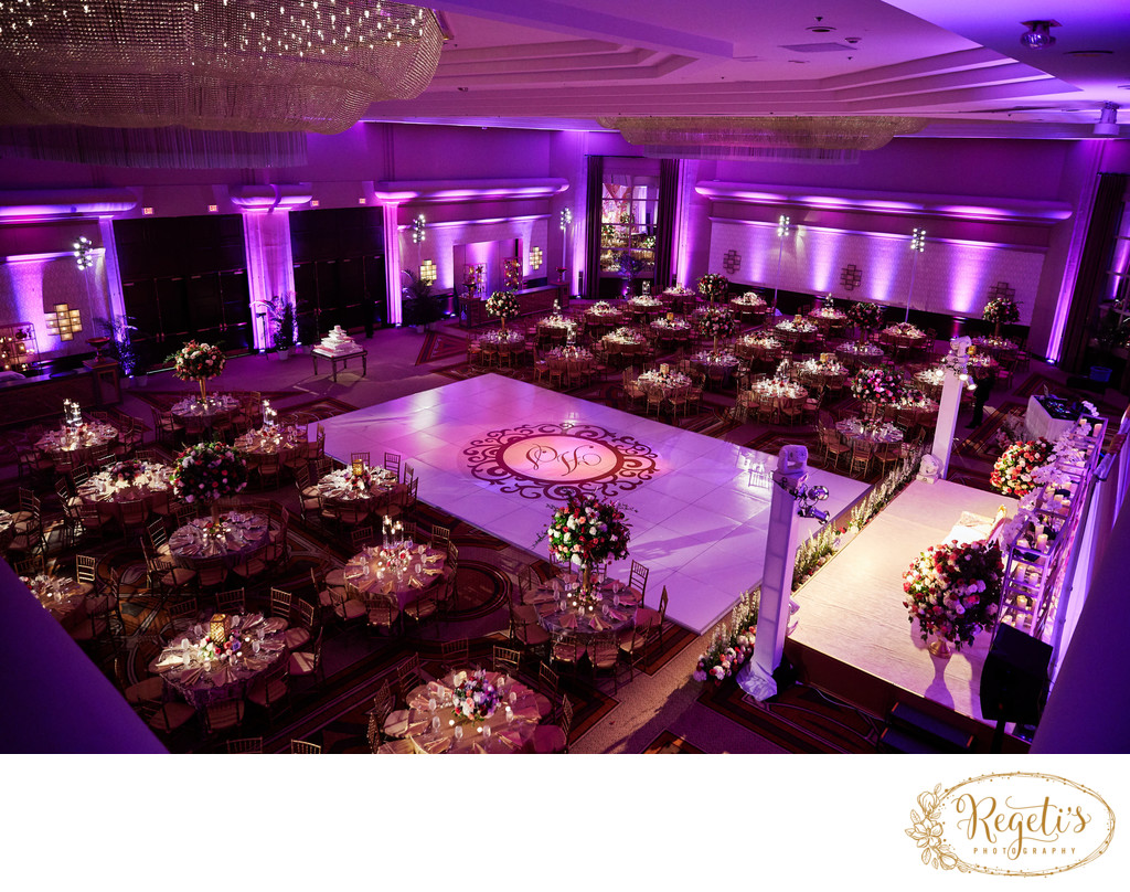 Aerial view of reception decor. 