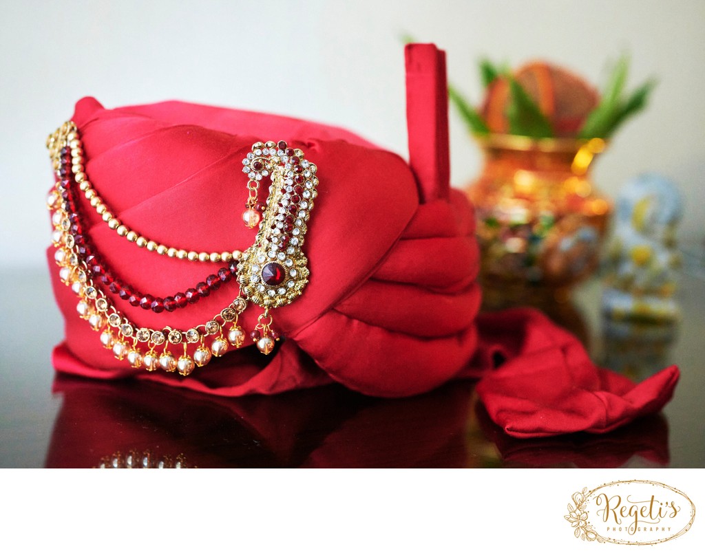 Indian Groom’s Wedding Details and his red turban