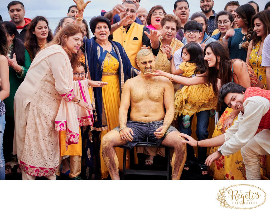 Amit’s Haldi Ceremony on the beach in Fort Lauderdale, Florida