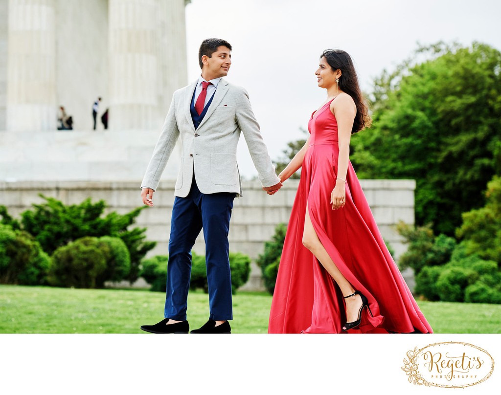 South Asian, Indian Engagement Sessions at Lincoln Memorial