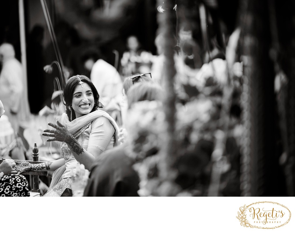 Wedding mehndi event celebrations and ceremony at bride’s private residence in Charlottesville, Virginia