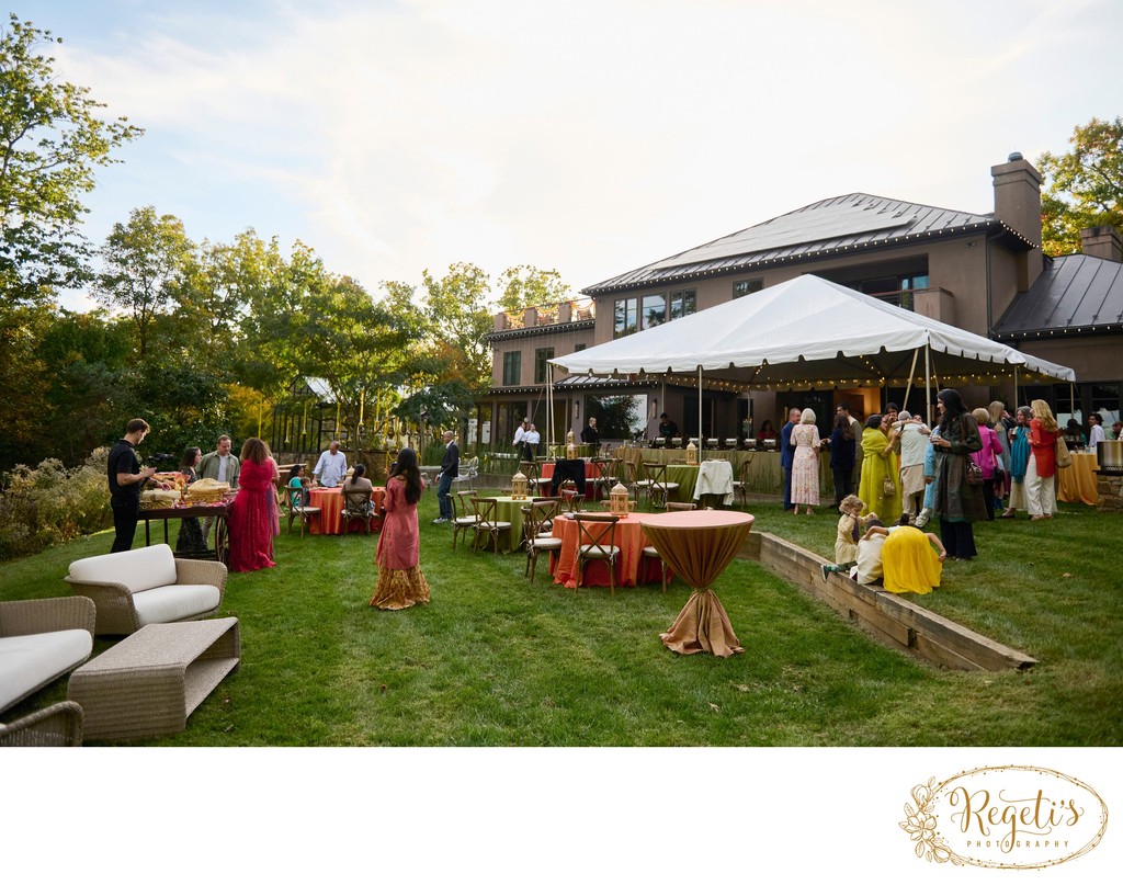 Wedding mehndi event celebrations and ceremony at bride’s private residence in Charlottesville, Virginia