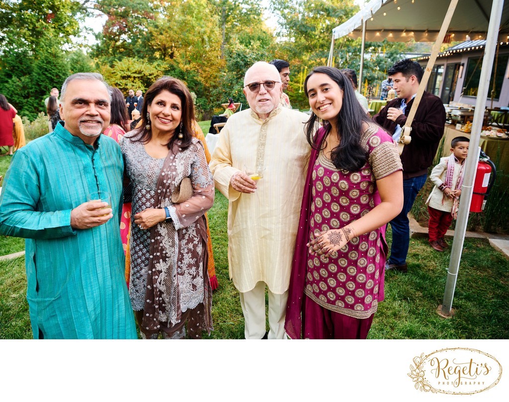 Wedding mehndi event celebrations and ceremony at bride’s private residence in Charlottesville, Virginia