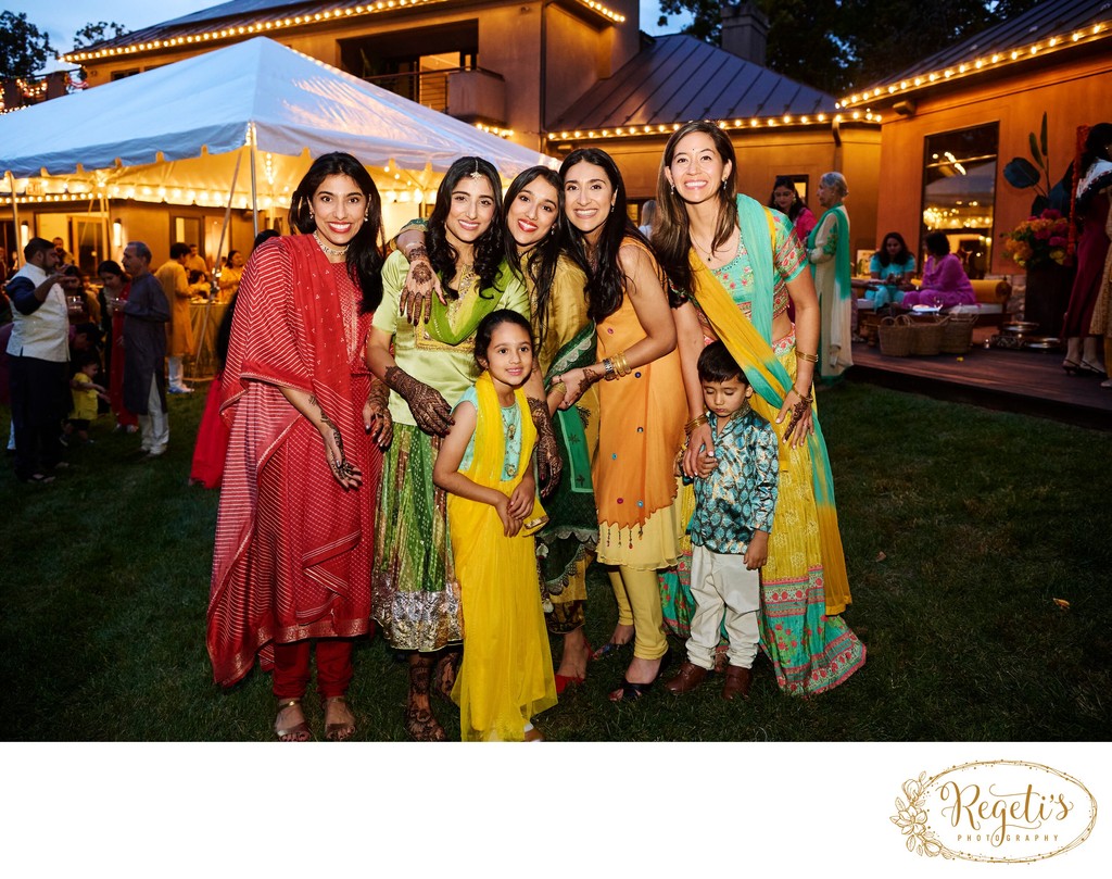 Wedding mehndi event celebrations and ceremony at bride’s private residence in Charlottesville, Virginia