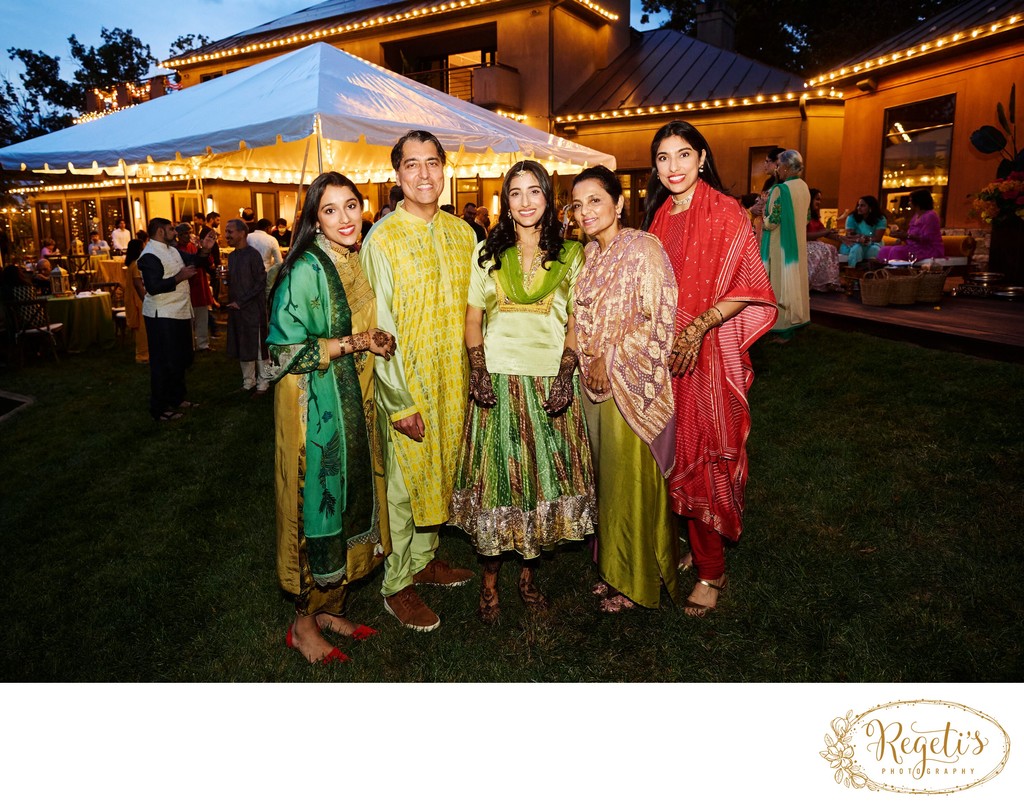 Wedding mehndi event celebrations and ceremony at bride’s private residence in Charlottesville, Virginia