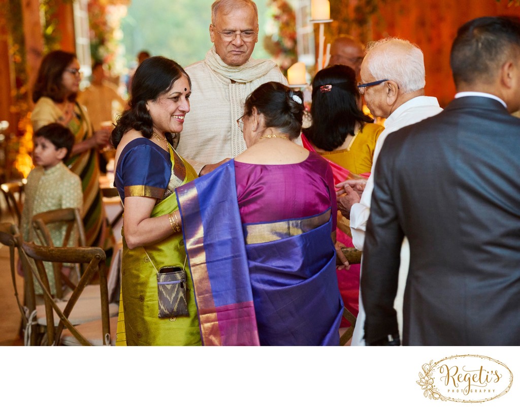 Wedding sangeet event celebrations and ceremonies at the Castle Hill Cider in Keswick, Virginia