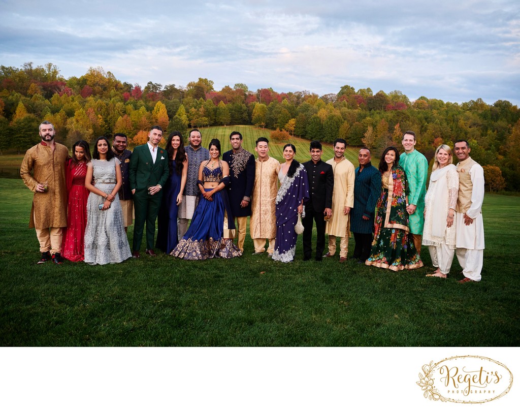 Wedding sangeet event celebrations and ceremonies at the Castle Hill Cider in Keswick, Virginia