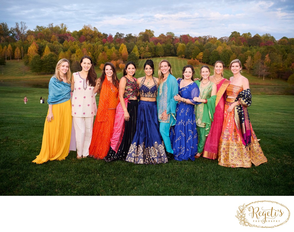 Wedding sangeet event celebrations and ceremonies at the Castle Hill Cider in Keswick, Virginia