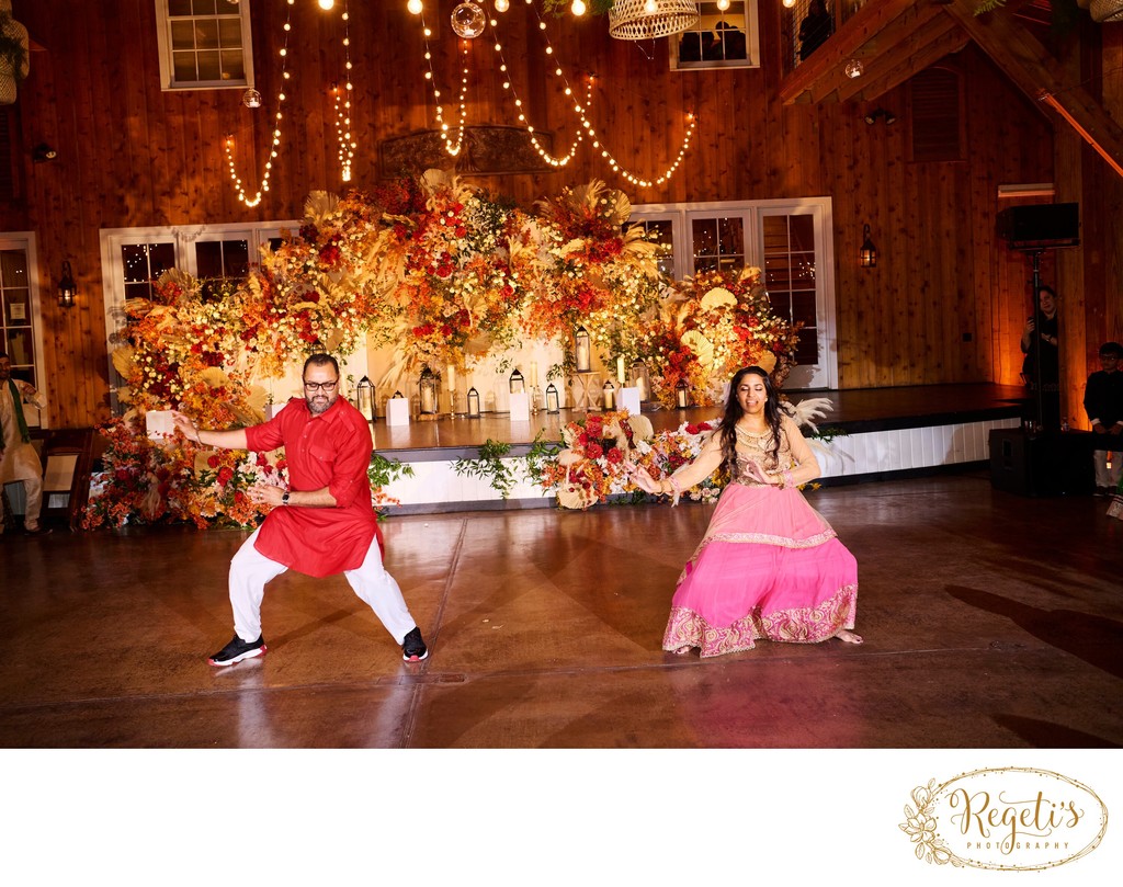 Wedding sangeet event celebrations and ceremonies at the Castle Hill Cider in Keswick, Virginia