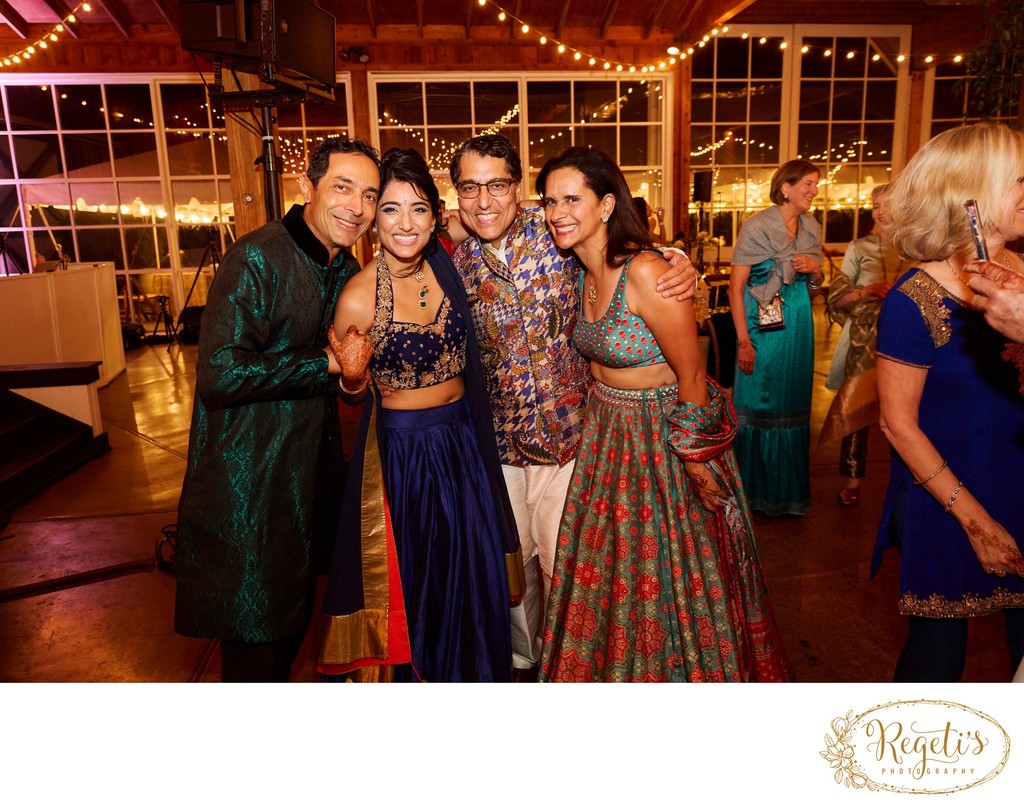 Wedding sangeet event celebrations and ceremonies at the Castle Hill Cider in Keswick, Virginia