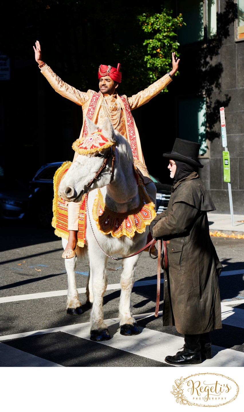 Groom and his horse ready for the Baraat