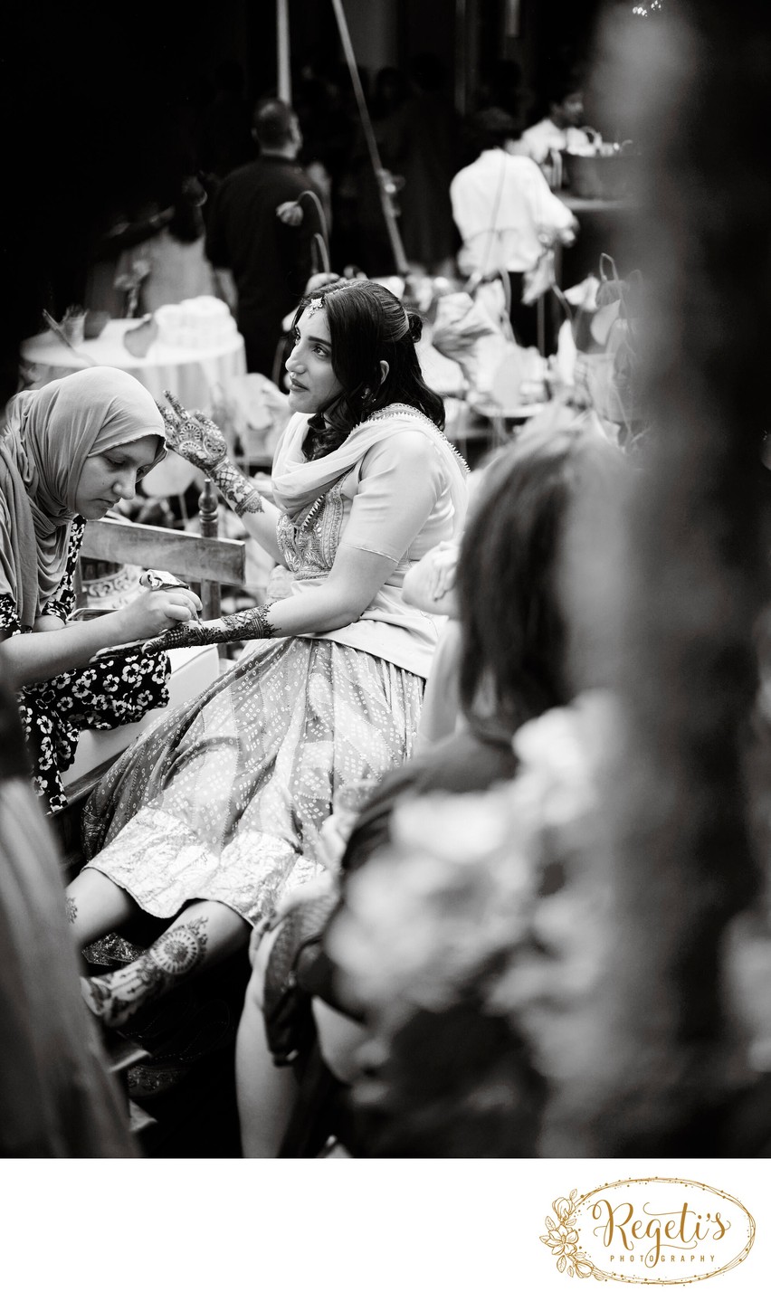 Wedding mehndi event celebrations and ceremony at bride’s private residence in Charlottesville, Virginia