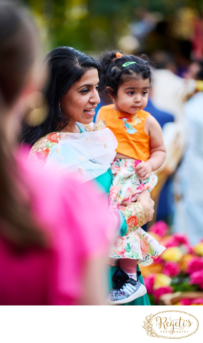 Wedding mehndi event celebrations and ceremony at bride’s private residence in Charlottesville, Virginia