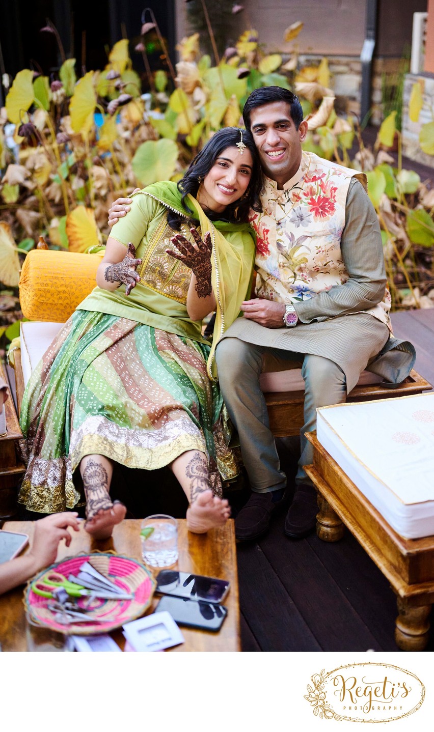 Wedding mehndi event celebrations and ceremony at bride’s private residence in Charlottesville, Virginia