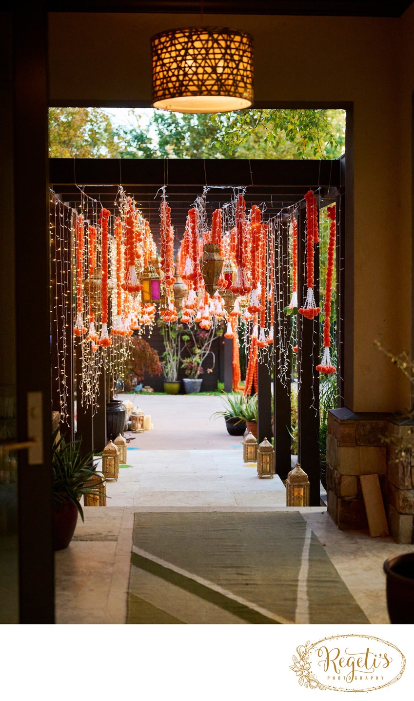 Wedding mehndi event celebrations and ceremony at bride’s private residence in Charlottesville, Virginia