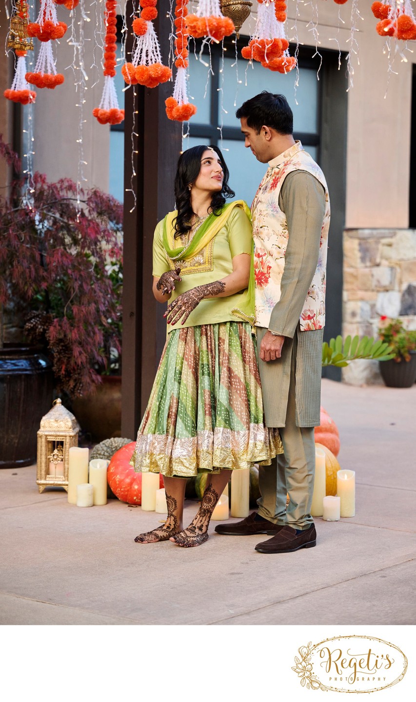 Wedding mehndi event celebrations and ceremony at bride’s private residence in Charlottesville, Virginia