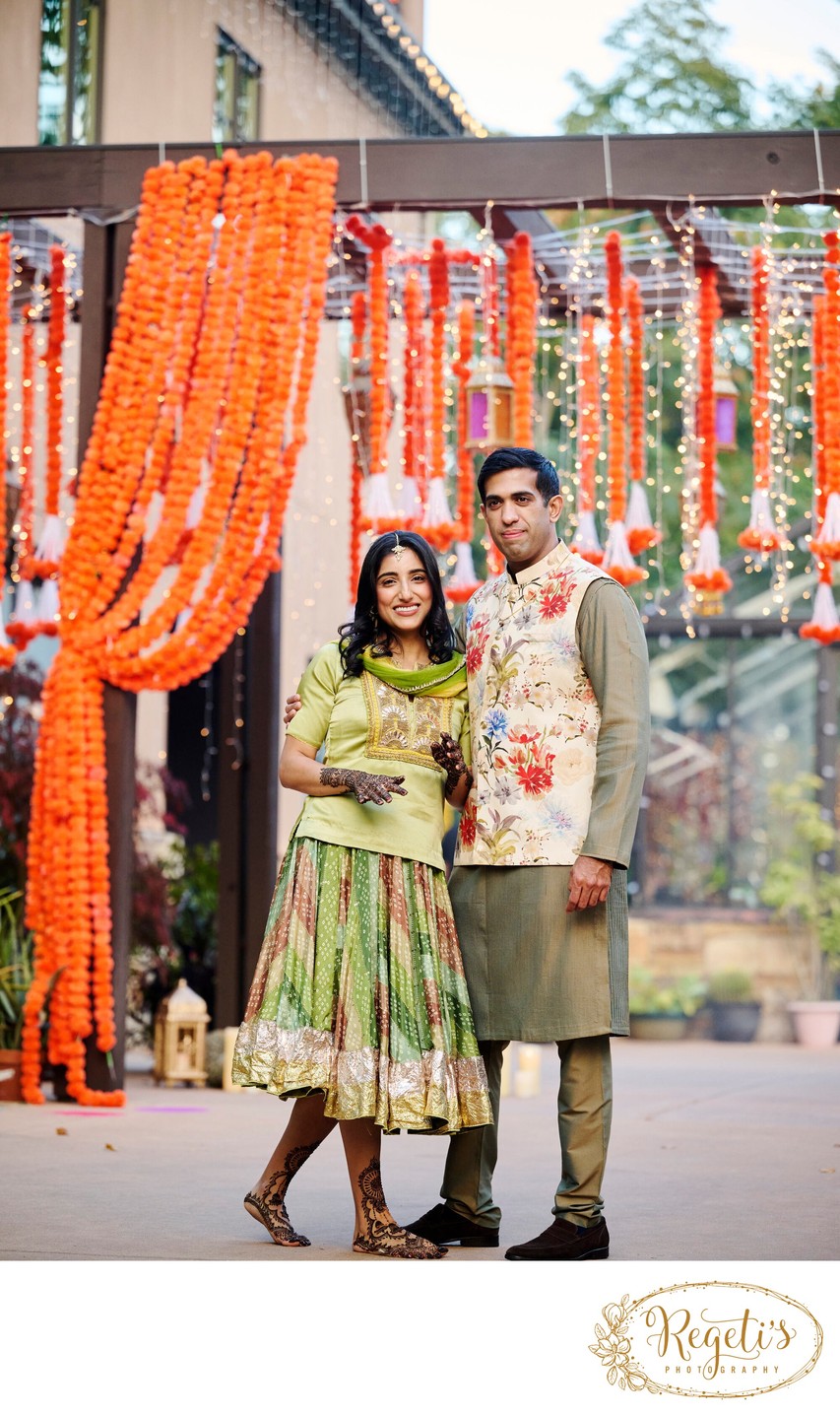 Wedding mehndi event celebrations and ceremony at bride’s private residence in Charlottesville, Virginia