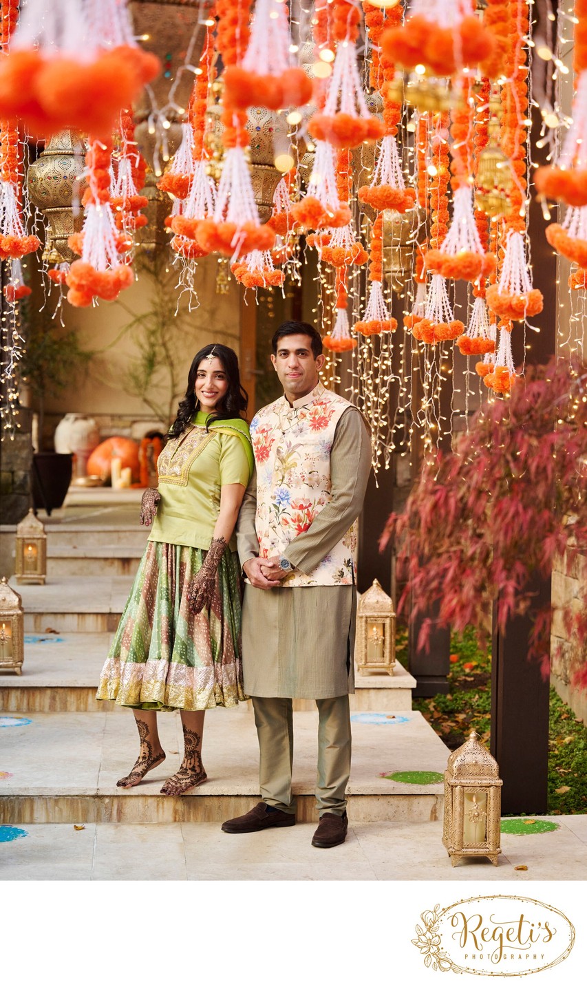 Wedding mehndi event celebrations and ceremony at bride’s private residence in Charlottesville, Virginia