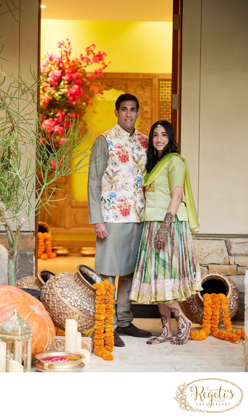 Wedding mehndi event celebrations and ceremony at bride’s private residence in Charlottesville, Virginia