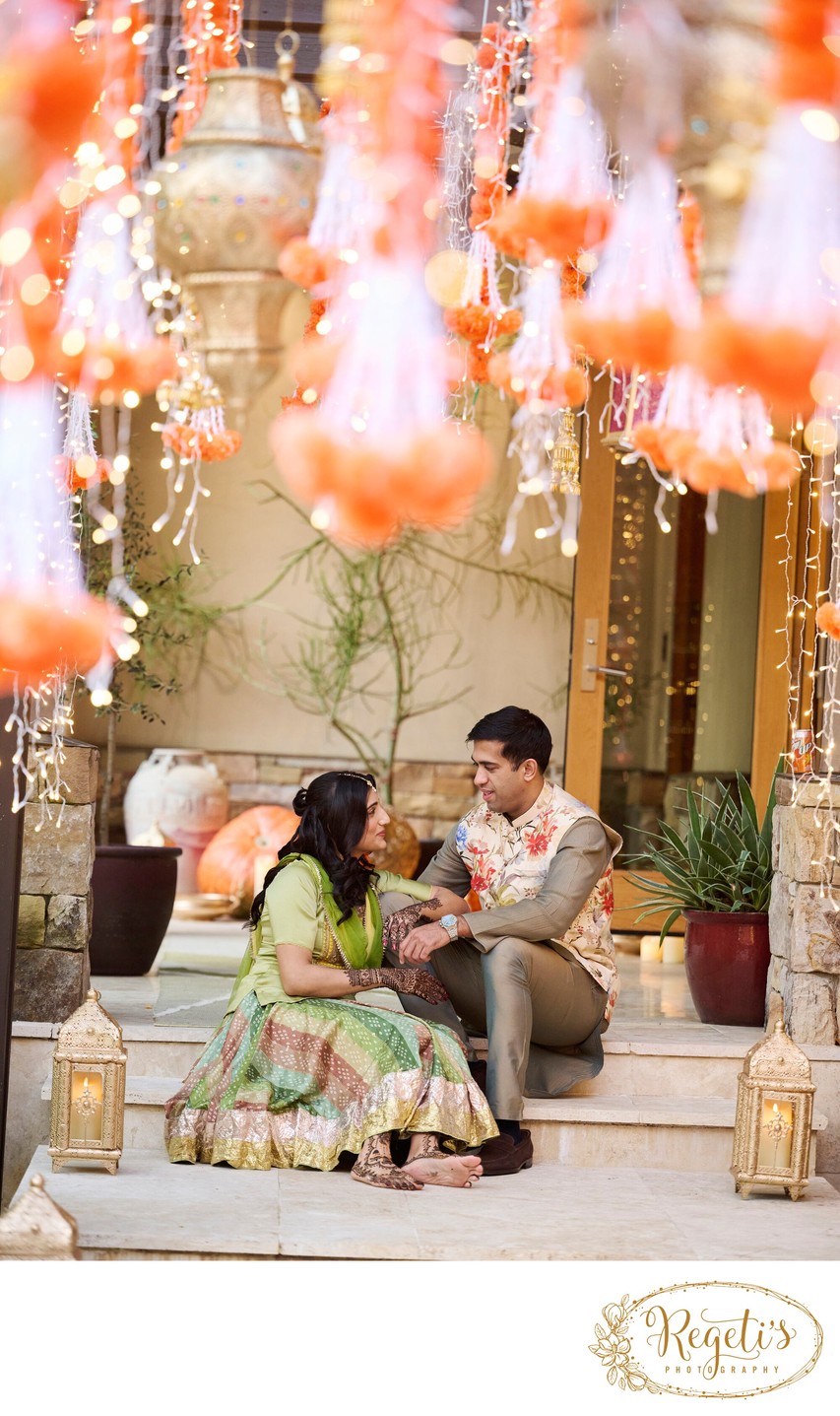 Wedding mehndi event celebrations and ceremony at bride’s private residence in Charlottesville, Virginia