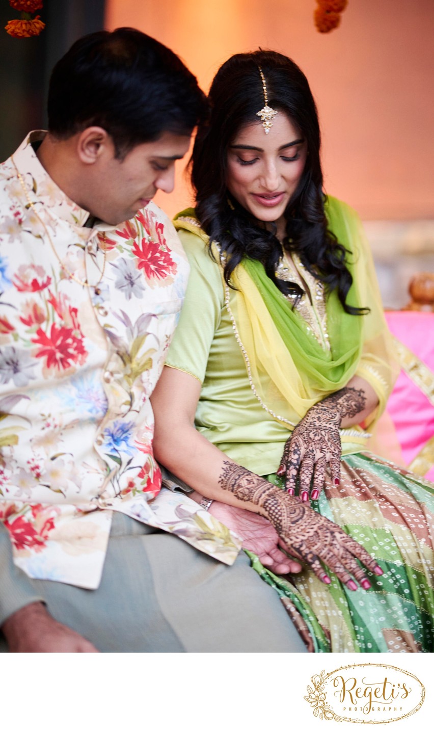 Wedding mehndi event celebrations and ceremony at bride’s private residence in Charlottesville, Virginia