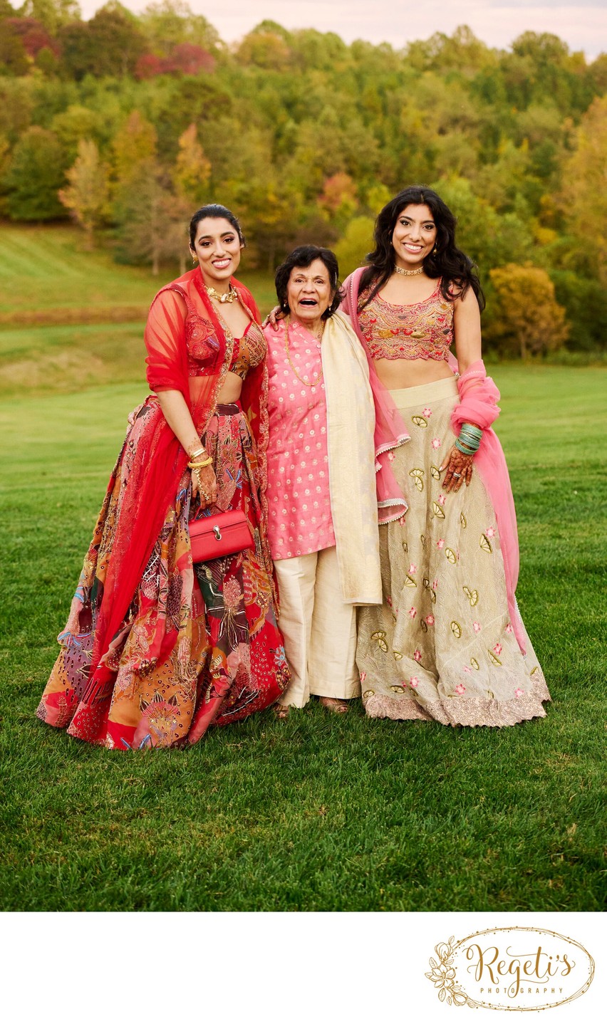 Wedding sangeet event celebrations and ceremonies at the Castle Hill Cider in Keswick, Virginia