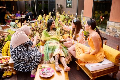 Wedding mehndi event celebrations and ceremony at bride’s private residence in Charlottesville, Virginia