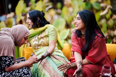 Wedding mehndi event celebrations and ceremony at bride’s private residence in Charlottesville, Virginia