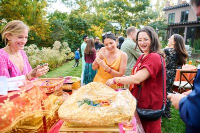 Wedding mehndi event celebrations and ceremony at bride’s private residence in Charlottesville, Virginia