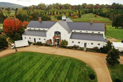 Wedding sangeet event celebrations and ceremonies at the Castle Hill Cider in Keswick, Virginia