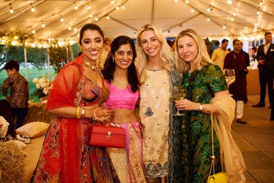 Wedding sangeet event celebrations and ceremonies at the Castle Hill Cider in Keswick, Virginia