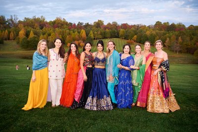 Wedding sangeet event celebrations and ceremonies at the Castle Hill Cider in Keswick, Virginia