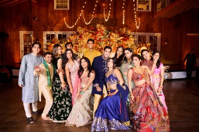 Wedding sangeet event celebrations and ceremonies at the Castle Hill Cider in Keswick, Virginia